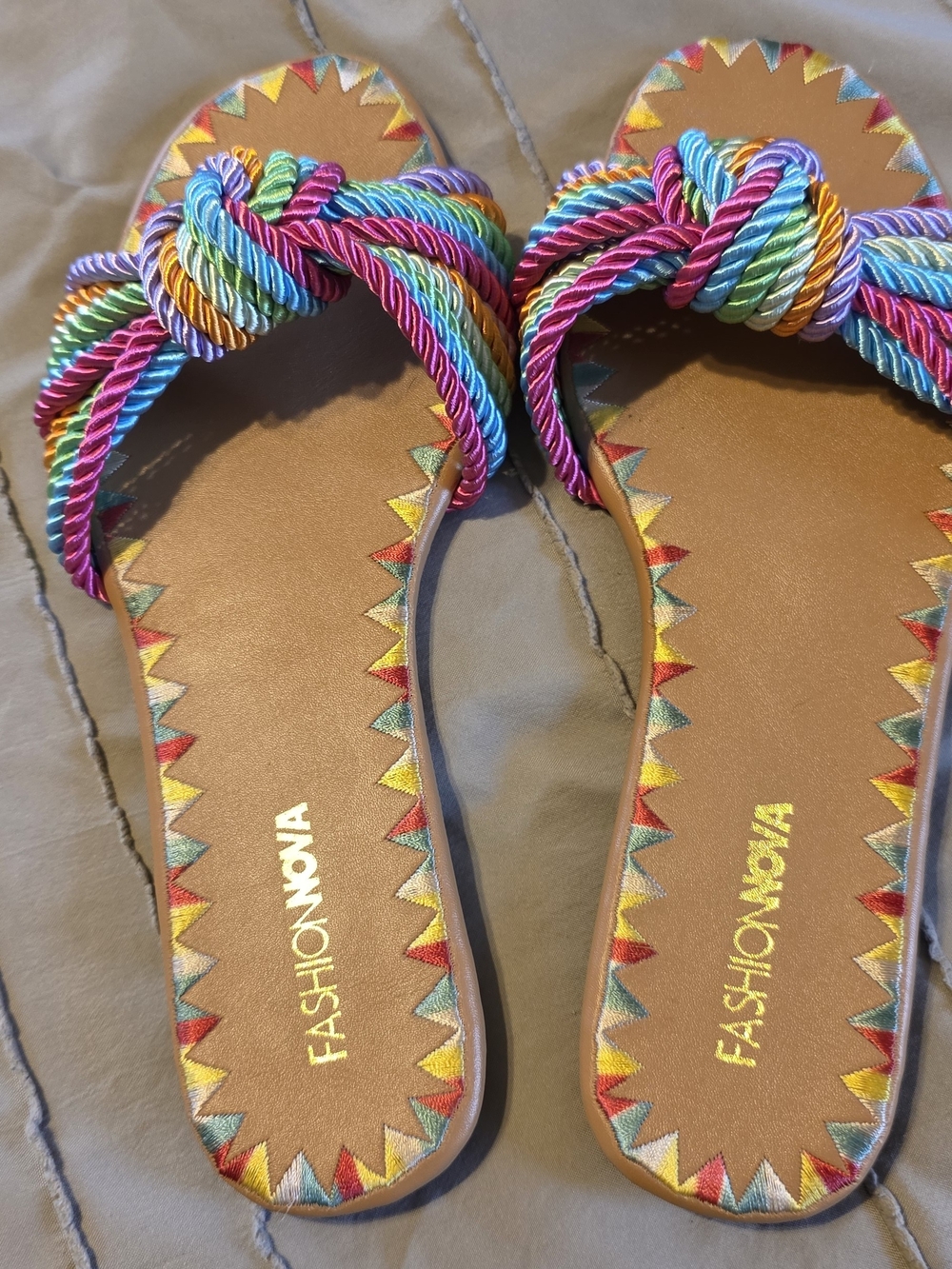 Fashion Nova Rainbow Rope Knot Slide Sandals